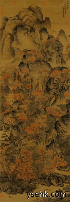 元 王蒙 关山箫寺图轴