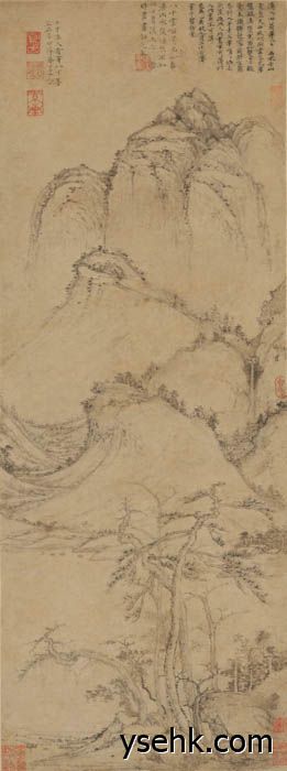 元 曹知白 疏松幽岫图