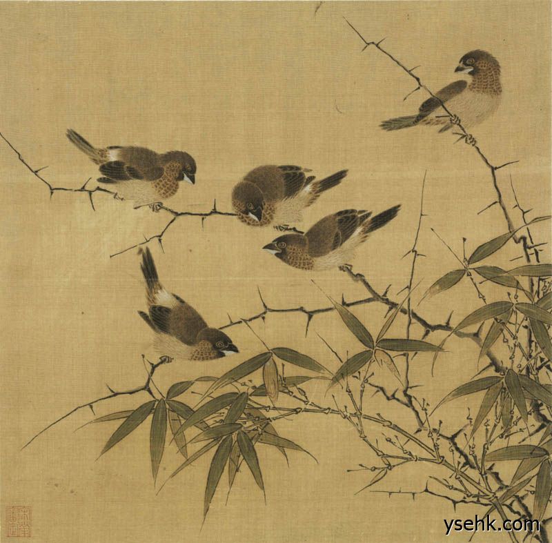 宋 佚名 霜篠寒雏图