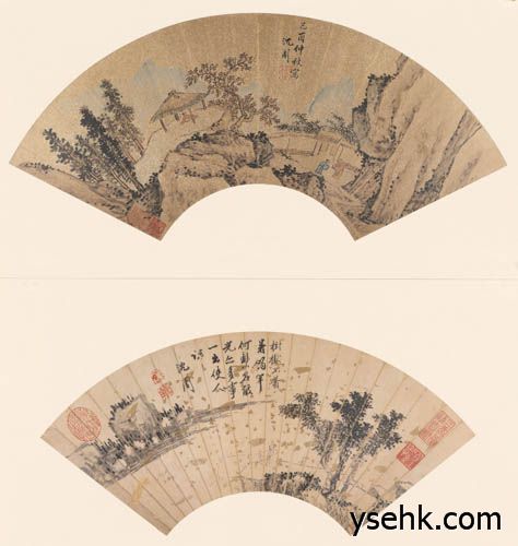 明 便面精选,扇面复制,高仿复制画