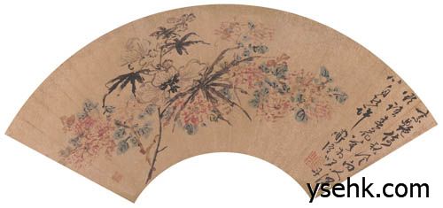 明 花卉扇面,扇面复制,高仿复制画
