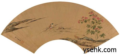 明 花鸟扇面,扇面复制,高仿复制画
