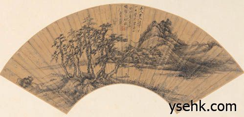 清 山水扇面,扇面复制,高仿复制画