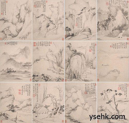 山水册页,高仿复制画