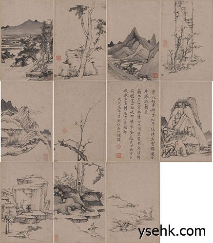 清 山水册,高仿复制画