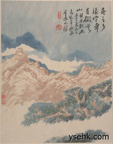 清 花卉山水册页12开,高仿复制画