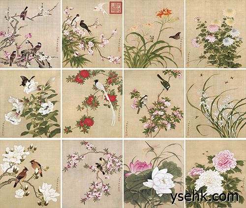 清 花鸟册,高仿复制画