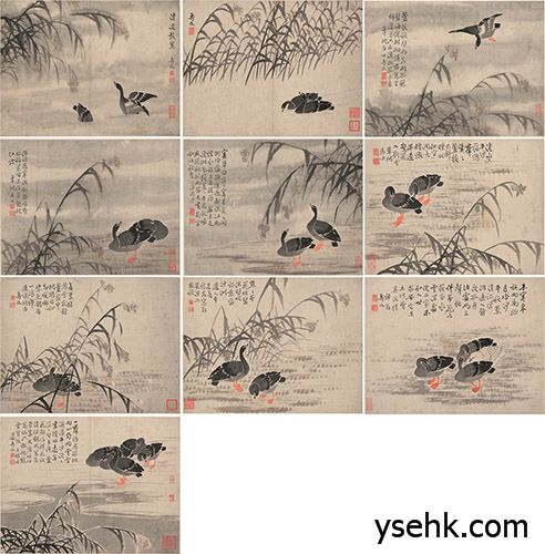 边寿民 清 芦雁图,高仿复制画