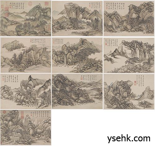 方综 山水册页,高仿复制画